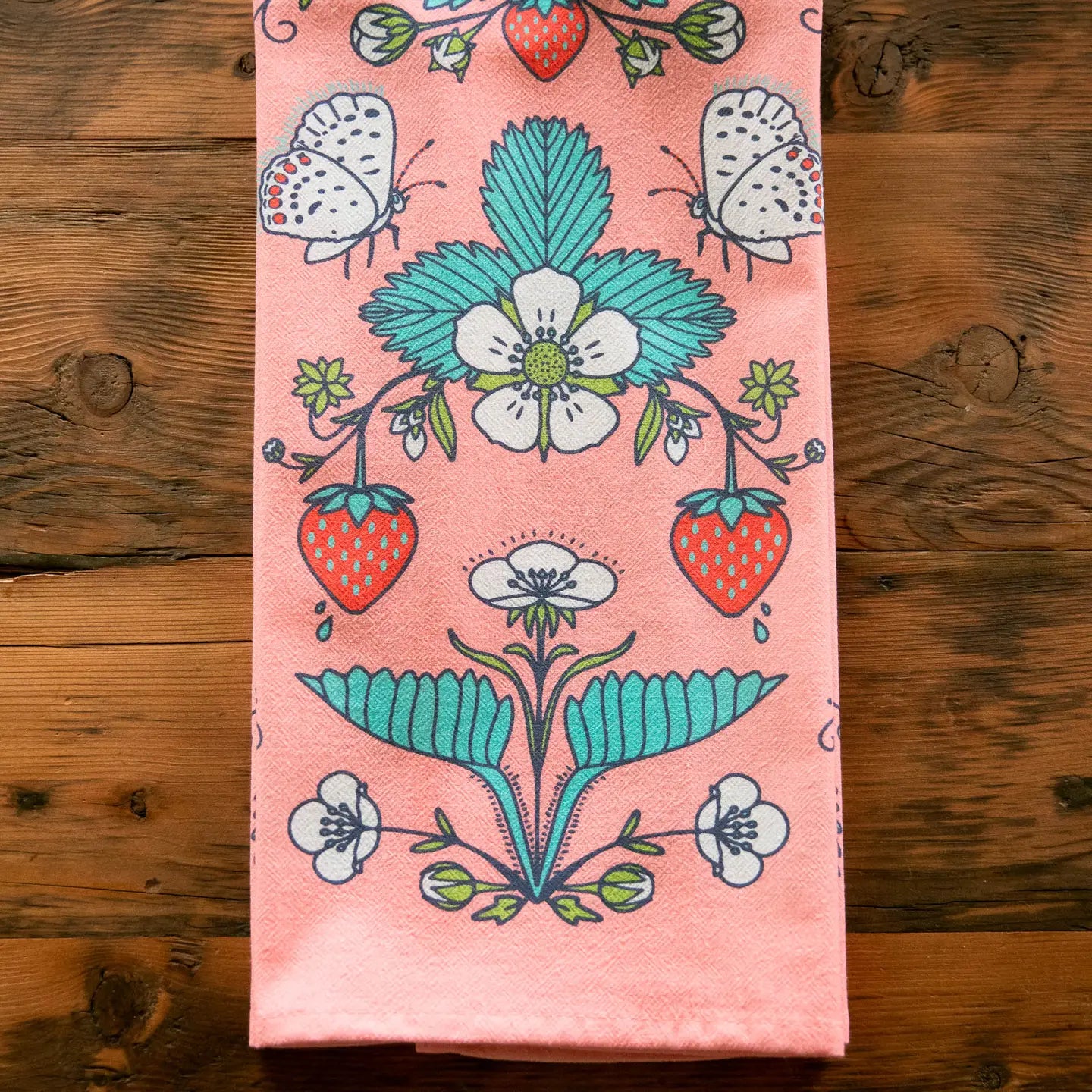 Woodland Strawberry Flour Sack Tea Towel